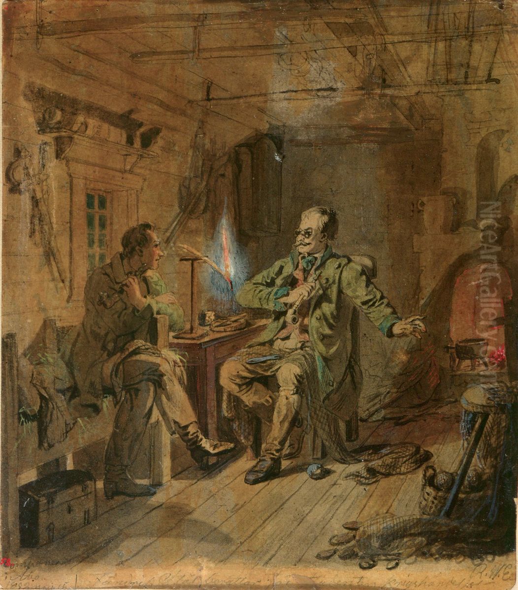Vanrikki Stool ja ylioppilas, luonnos Oil Painting by Robert Wilhelm Ekman Vanrikki Stool ja ylioppilas, luonnos Oil Painting by Robert Wilhelm Ekman