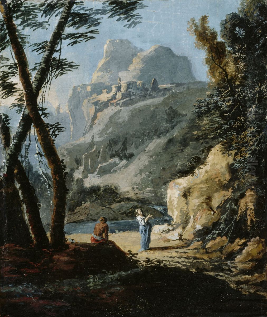 A mountainous landscape Oil Painting by Marco Ricci