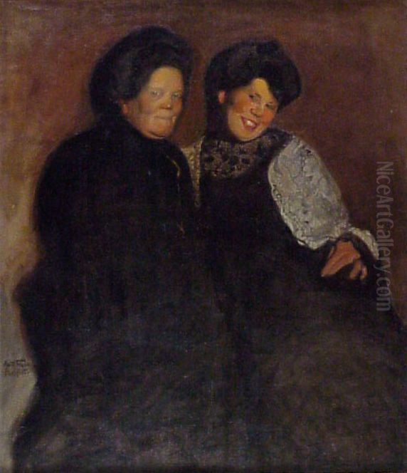 Two Women Oil Painting by Antti Faven