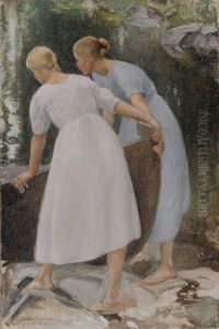 Girls Pushing a Boat