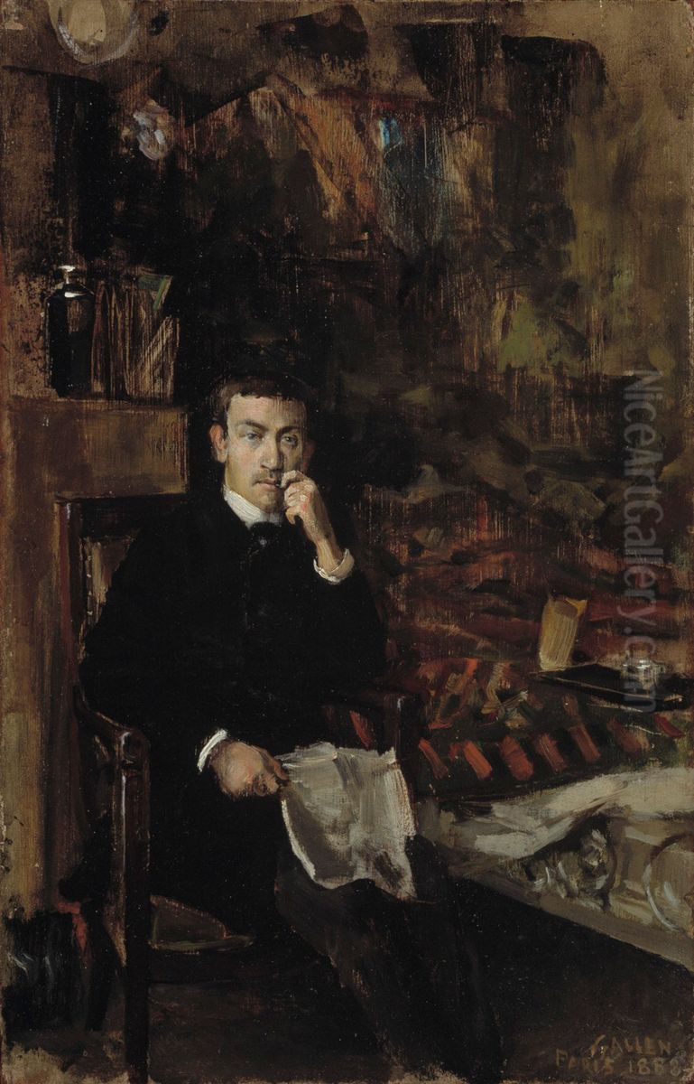Boheme, Portratt av den norske konstnaren C. A.  Dornberger Oil Painting by Akseli Valdemar Gallen-Kallela