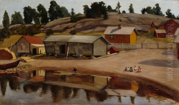 Vid berega vKojvisto. Oil Painting by Hugo Simberg