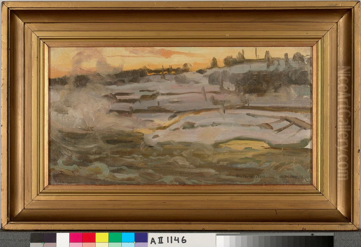 Jaata koskessa Oil Painting by Victor Westerholm
