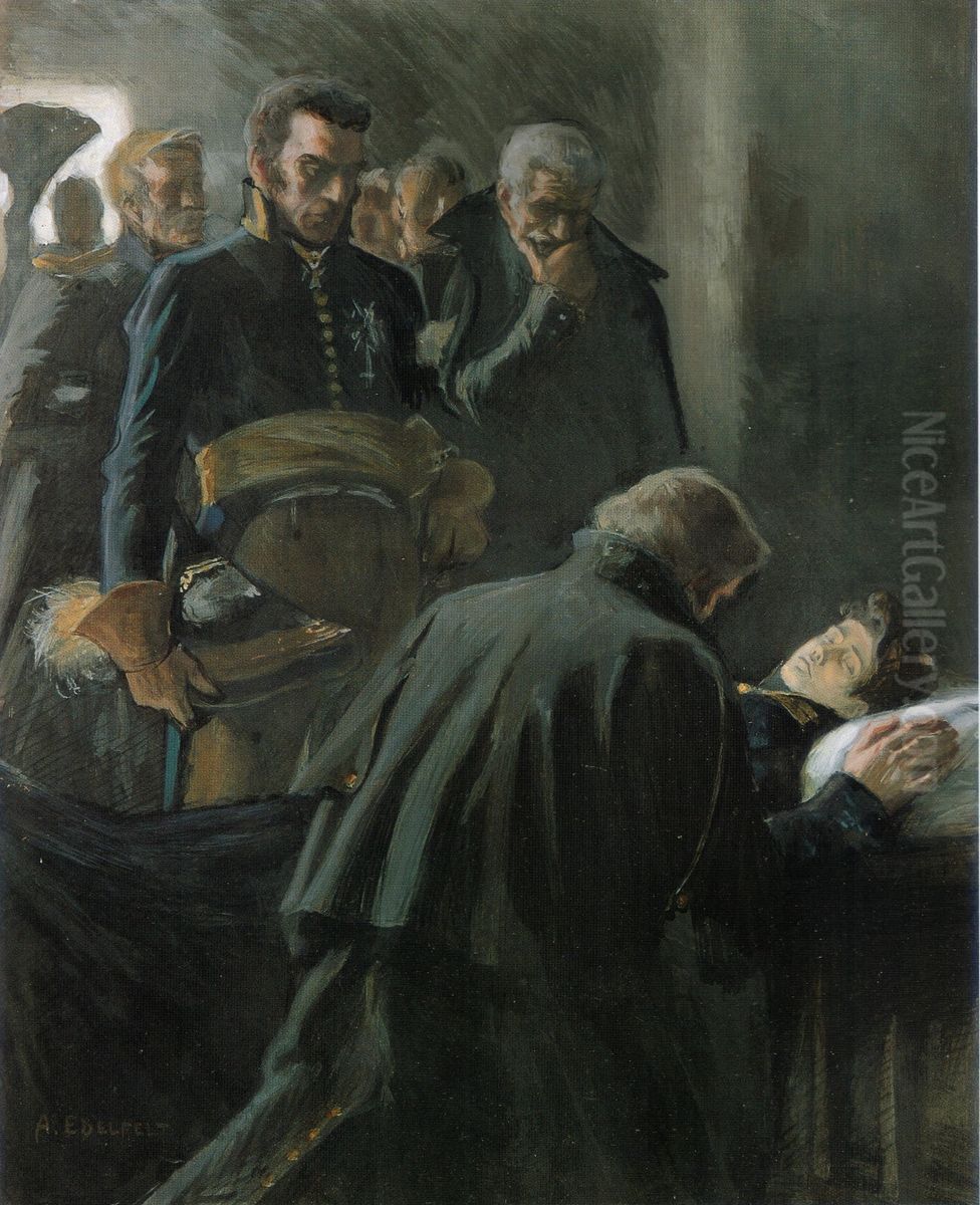 The Death of Wilhelm von Schwerin Oil Painting by Albert Edelfelt