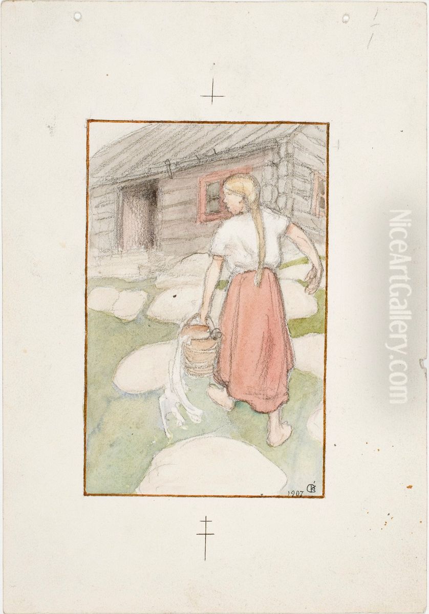 The Fair Venla Oil Painting by Akseli Valdemar Gallen-Kallela