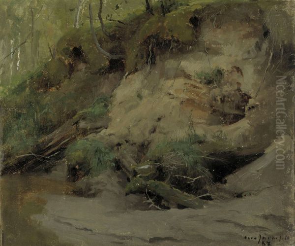 Skogsparti med sandig backslutning Oil Painting by Eero Jarnefelt