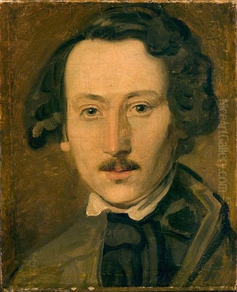 Nils Johan Olsson Blommer (1816-1853) Oil Painting by Alexis Wetterbergh