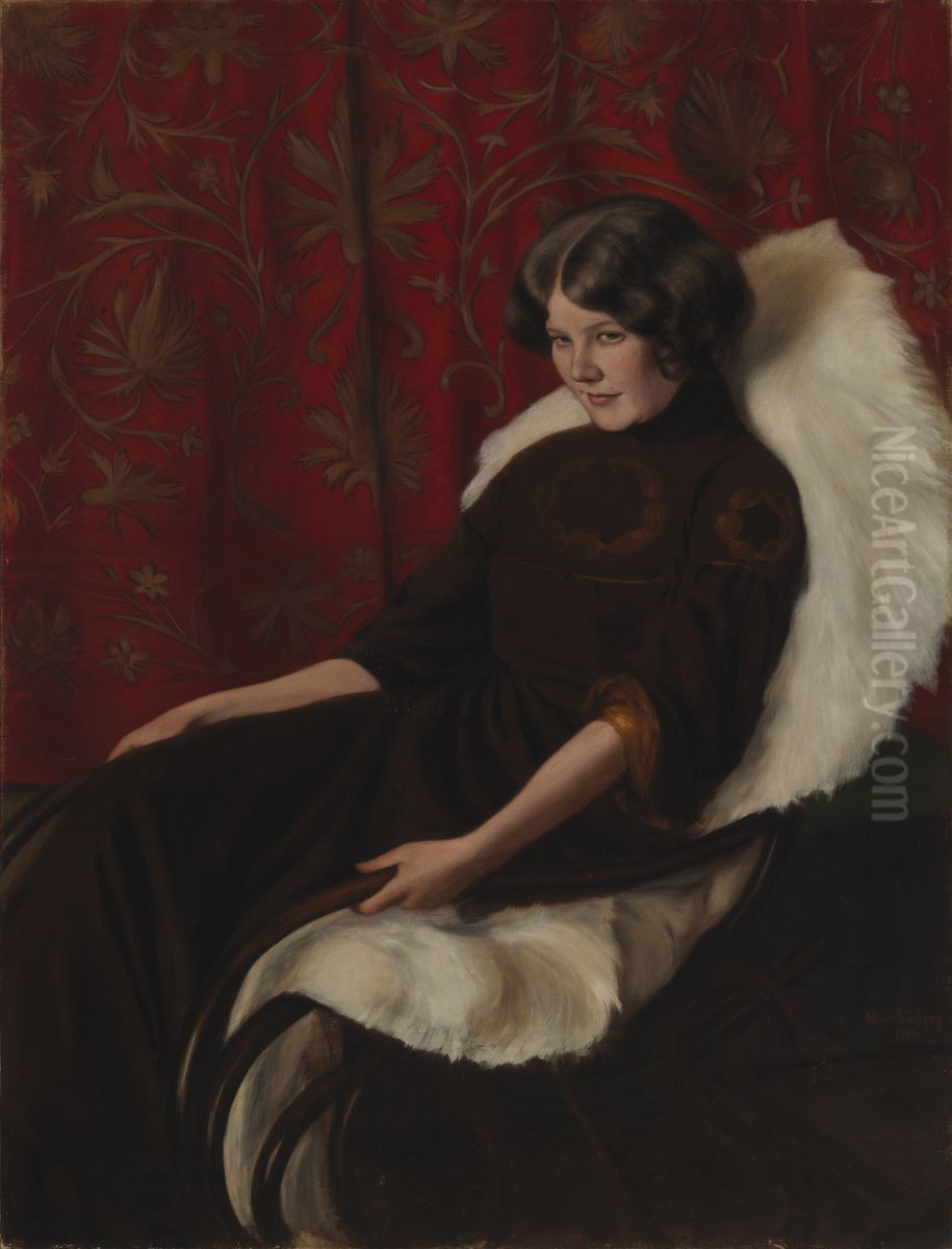 In the Rocking Chair, Anni Bremer Oil Painting by Hugo Simberg