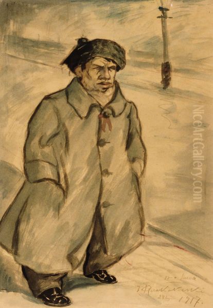 Sjalvportratt Oil Painting by Jalmari Ruokokoski