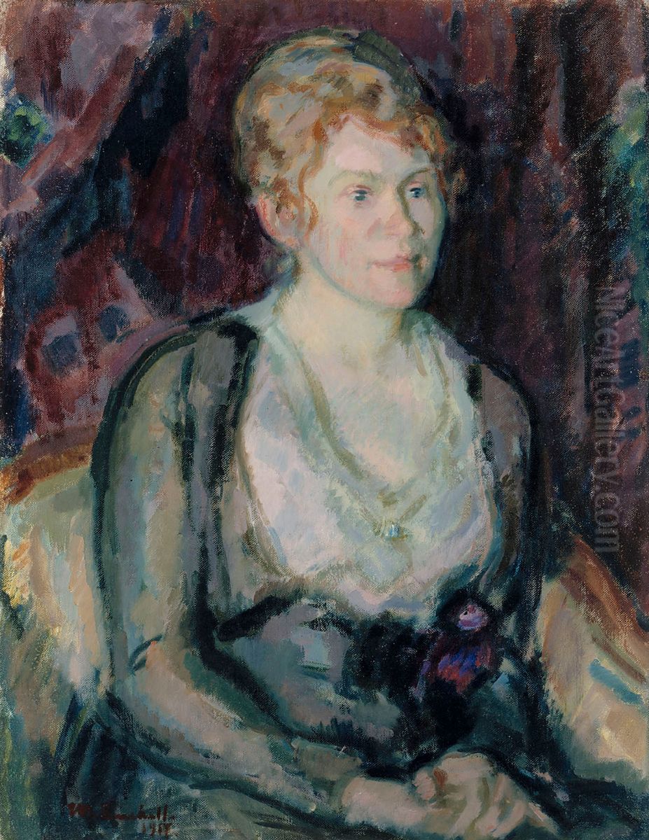Portrait of Mrs. Agda Vilen Oil Painting by Magnus Enckell Portrait of Mrs. Agda Vilen Oil Painting by Magnus Enckell