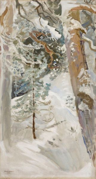 Snowscape Oil Painting by Akseli Valdemar Gallen-Kallela