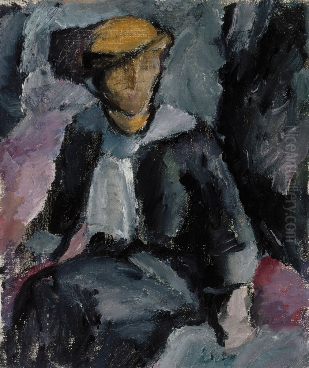 Istuva nainen (Taiteilijan sisar Ina Rosenberg) Oil Painting by Valle Rosenberg