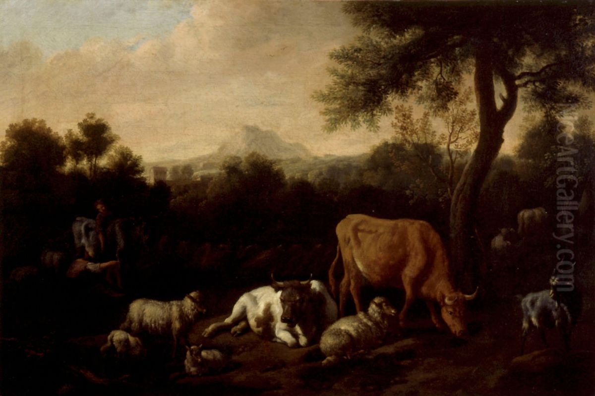 Meadow Landscape Oil Painting by Dirck van der Bergen