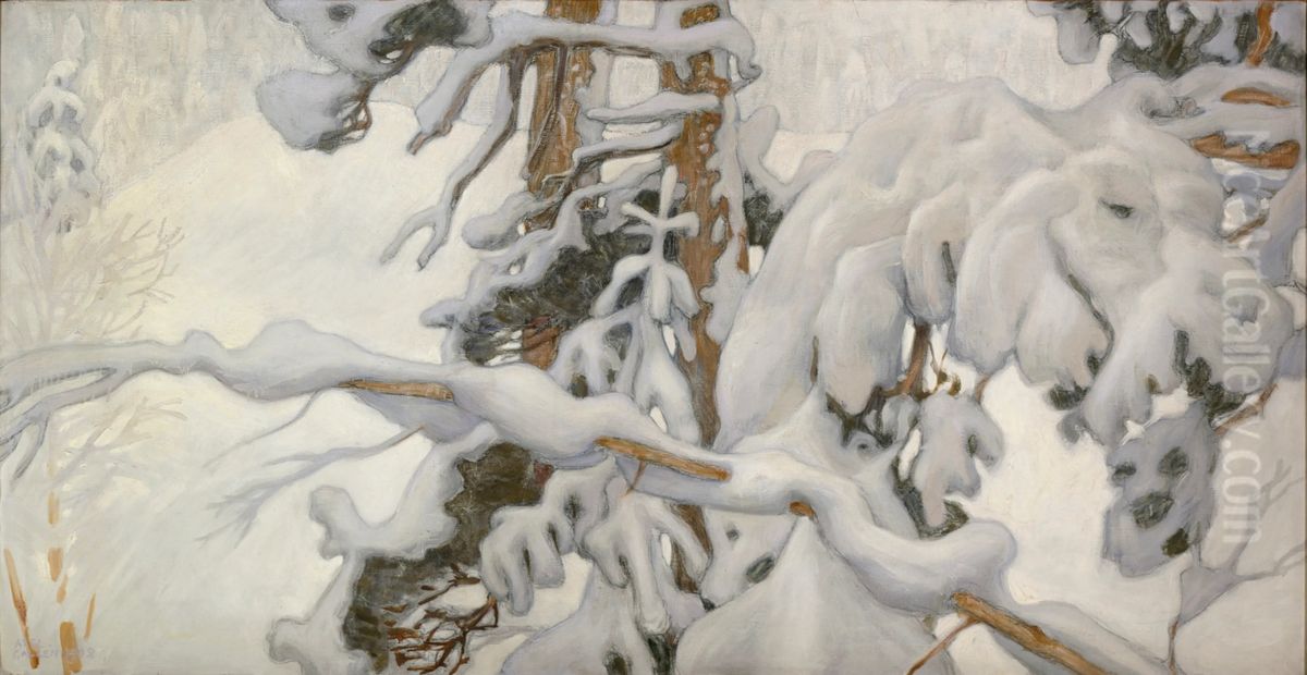 Talvi, esityo Juseliuksen mausoleumin freskoa varten Oil Painting by Akseli Valdemar Gallen-Kallela