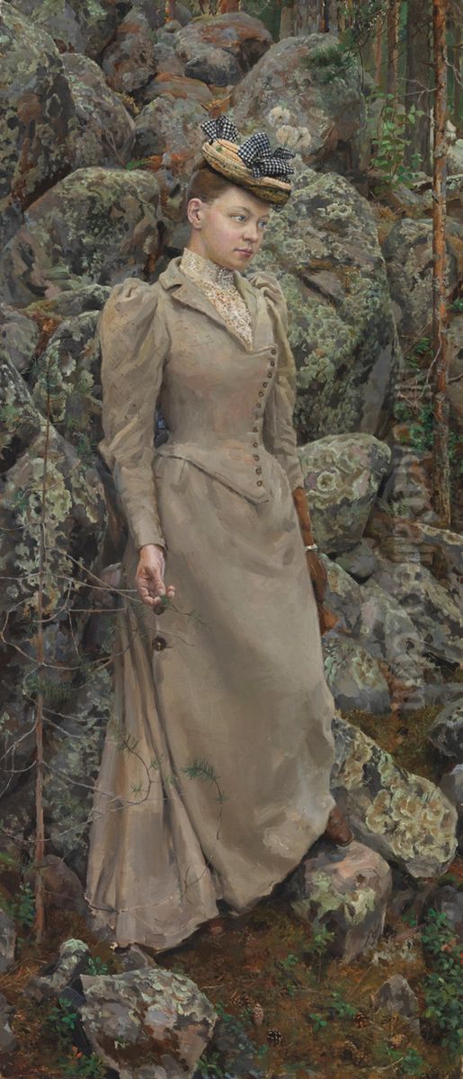 Portrait of the Artist's Wife Oil Painting by Akseli Valdemar Gallen-Kallela