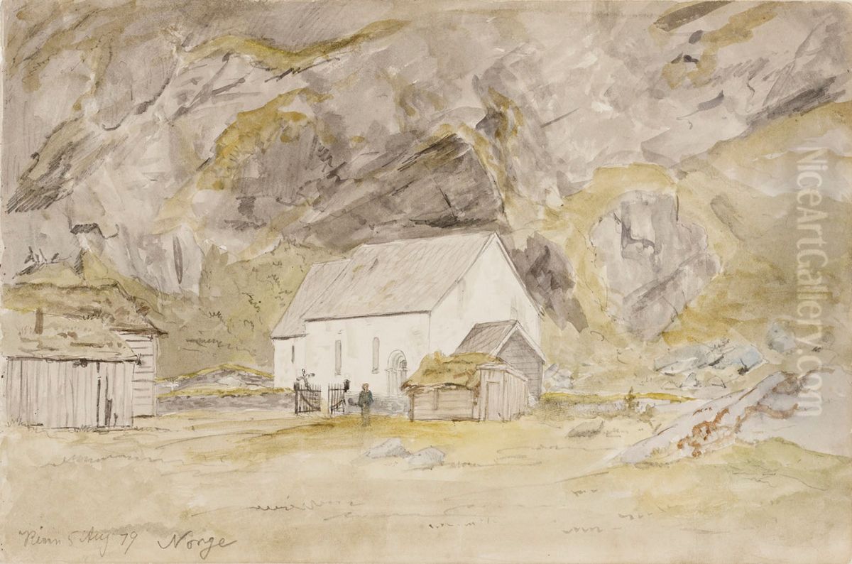 Kappeli Norjassa Oil Painting by Oscar Kleineh