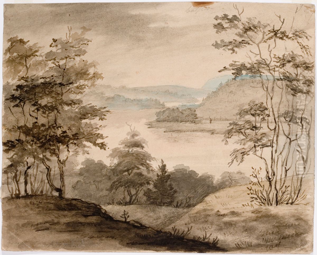 Landscape with Winding River Oil Painting by Robert Wilhelm Ekman
