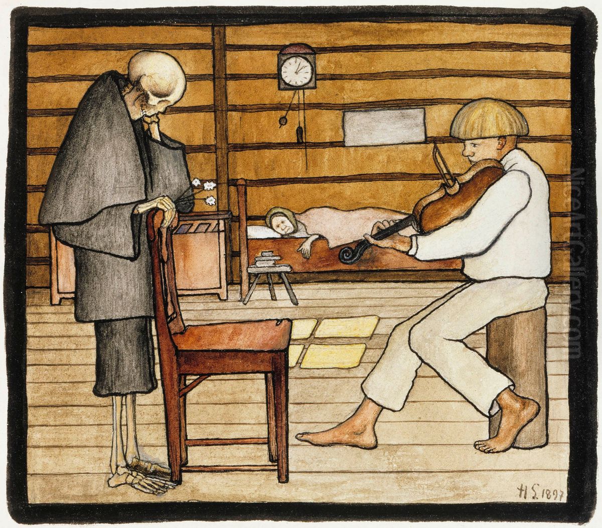 Death Listens Oil Painting by Hugo Simberg