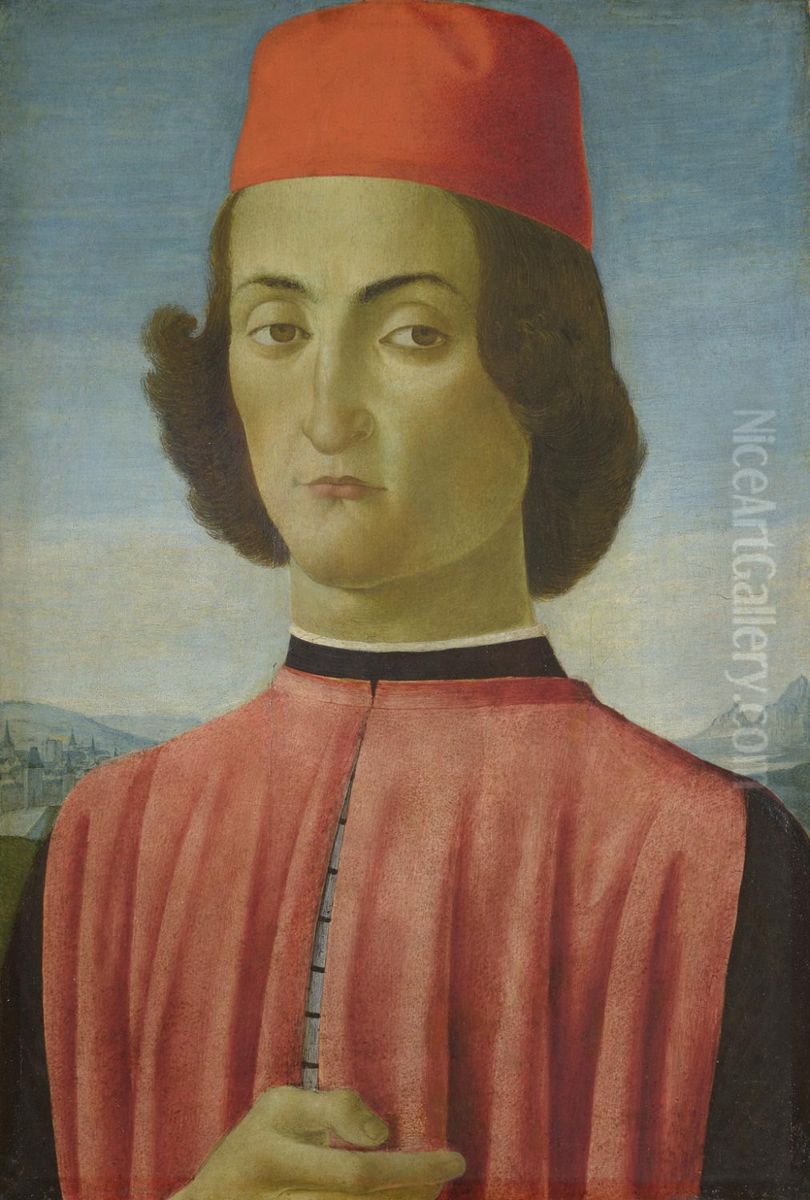 Portrait of a Young Man, possibly Giuliano de' Medici Oil Painting by Sandro Botticelli