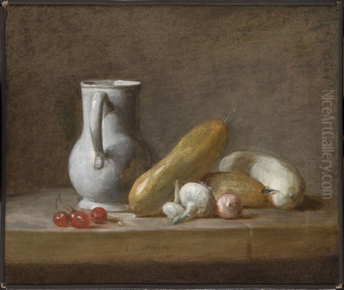 Still Life with Cherries and Turnips Oil Painting by Jean-Baptiste-Simeon Chardin
