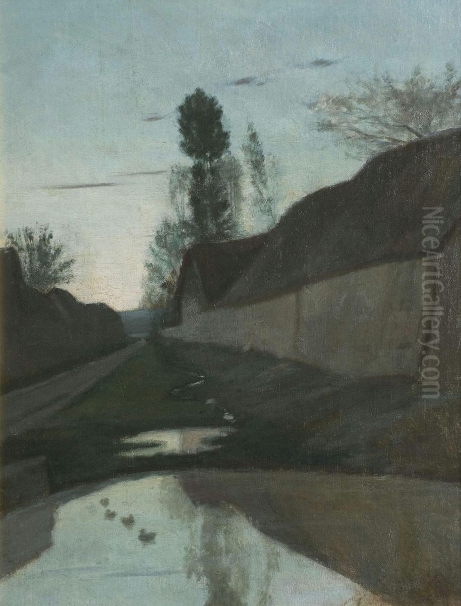 Village Road Oil Painting by Antoine Chintreuil