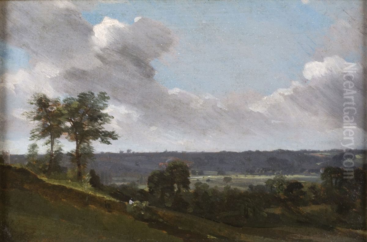 Hilly Landscape Oil Painting by John Constable