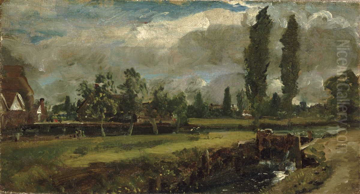 Landscape with a River Oil Painting by John Constable
