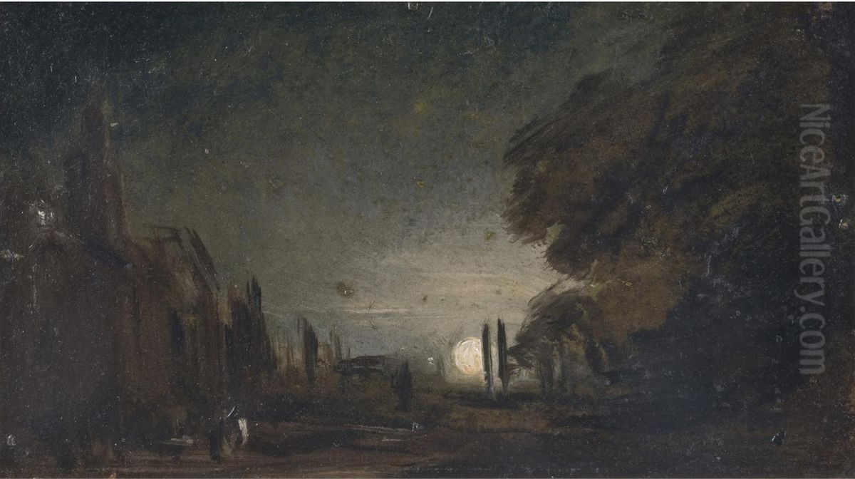 Rising Moon Oil Painting by John Constable