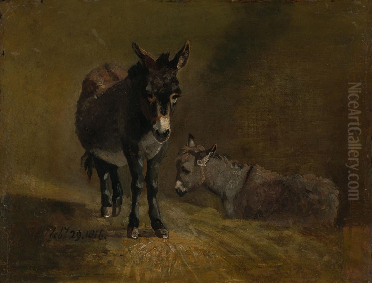 Two Donkeys Oil Painting by John Constable