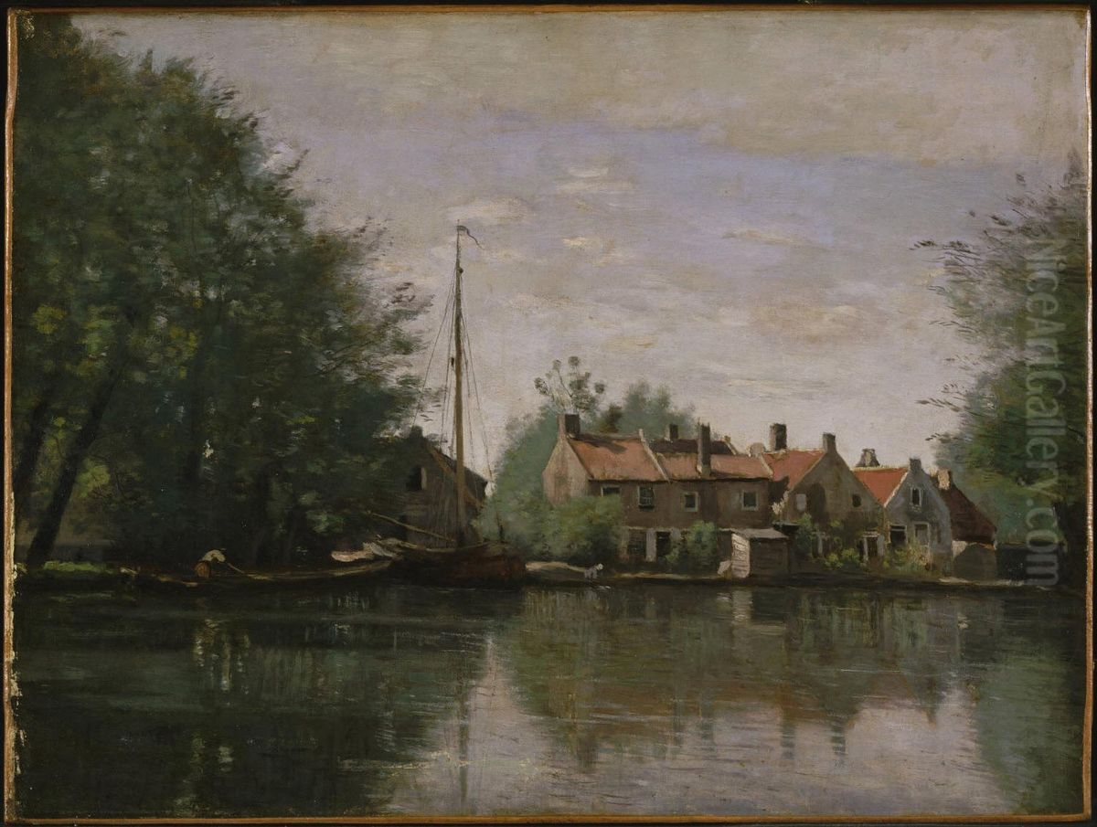 View in Holland Oil Painting by Jean-Baptiste Camille Corot