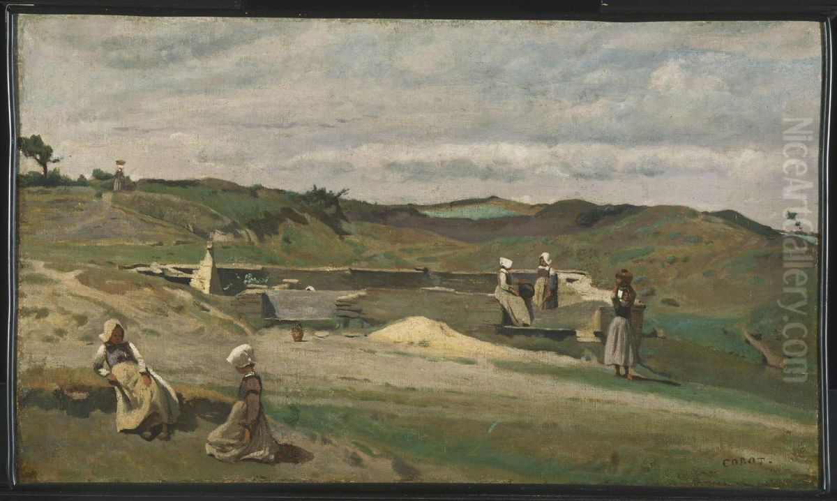 Wall, Cotes-du-Nord, Brittany Oil Painting by Jean-Baptiste Camille Corot
