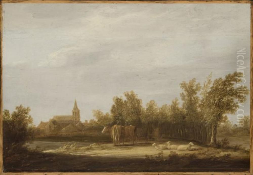 Landscape with cows and sheep Oil Painting by Aelbert Cuyp