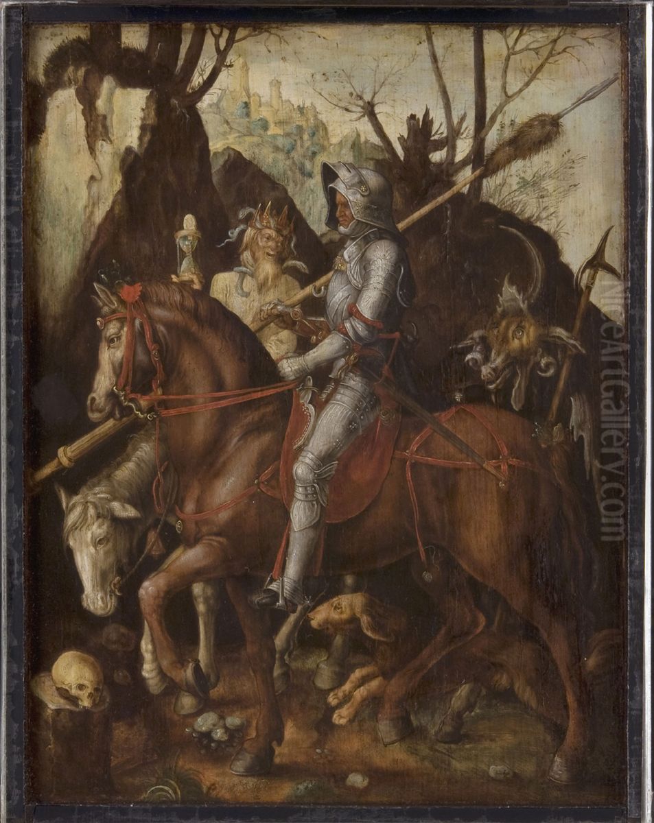 A Knight, Death, and the Devil Oil Painting by Cornelis Van Dalem