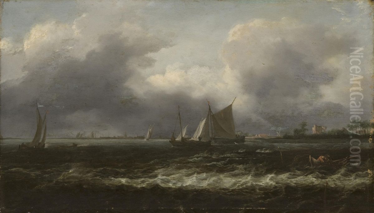 Rough Sea Oil Painting by Allaert van Everdingen
