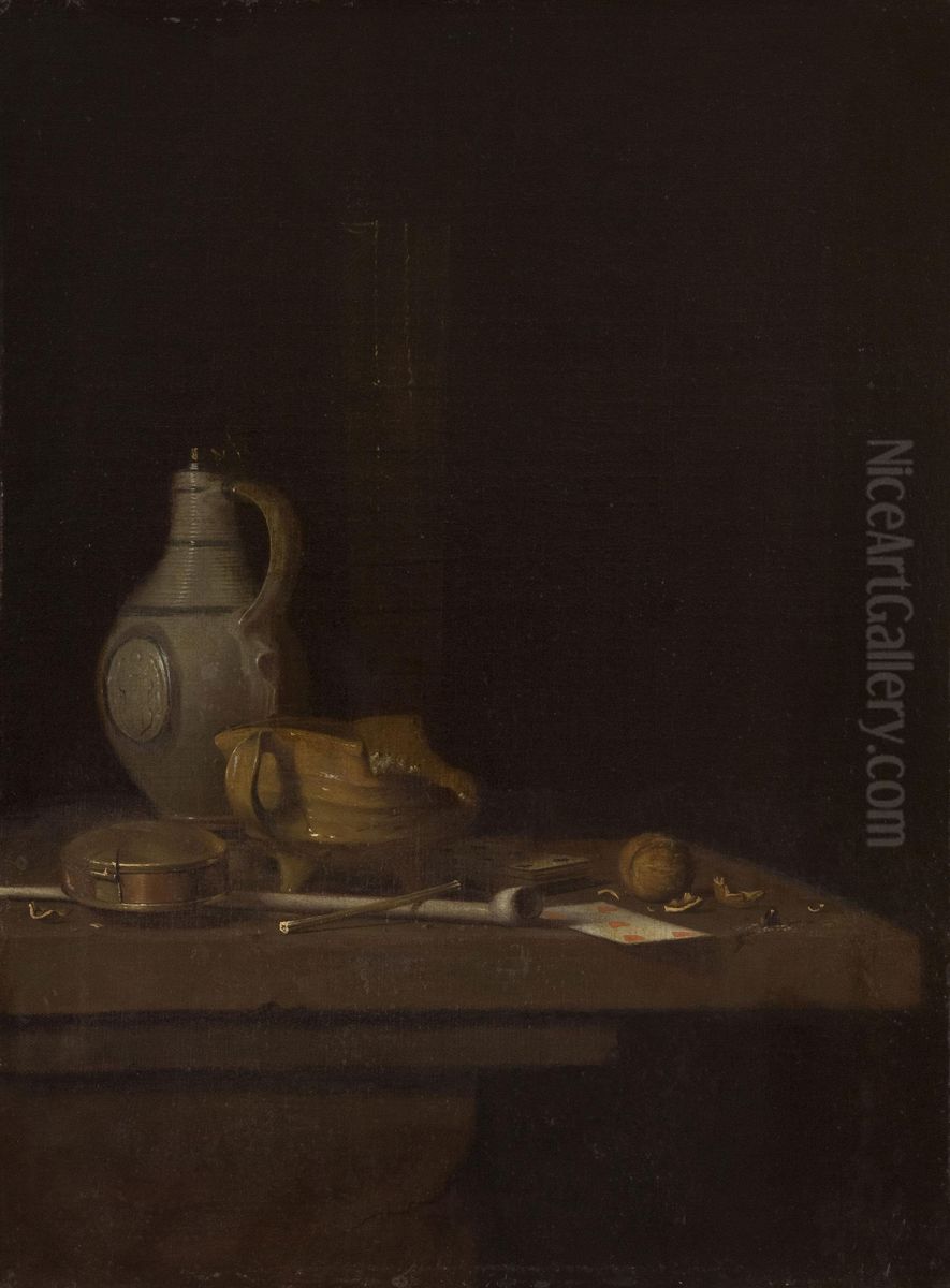 Still Life with a Stoneware Jar and a Brazier Oil Painting by Jan Fris