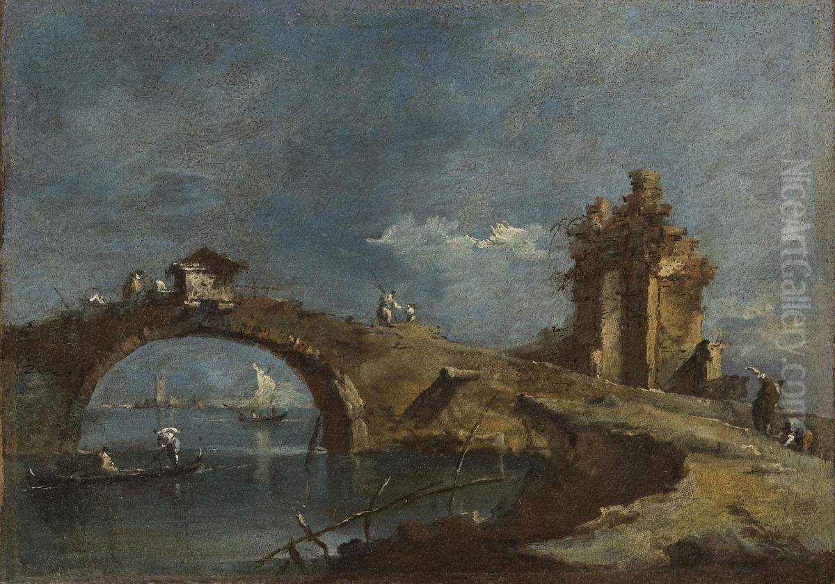 Capriccio with a Bridge Oil Painting by Francesco Guardi