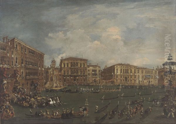 Regatta in Volta di Canal Oil Painting by Francesco Guardi