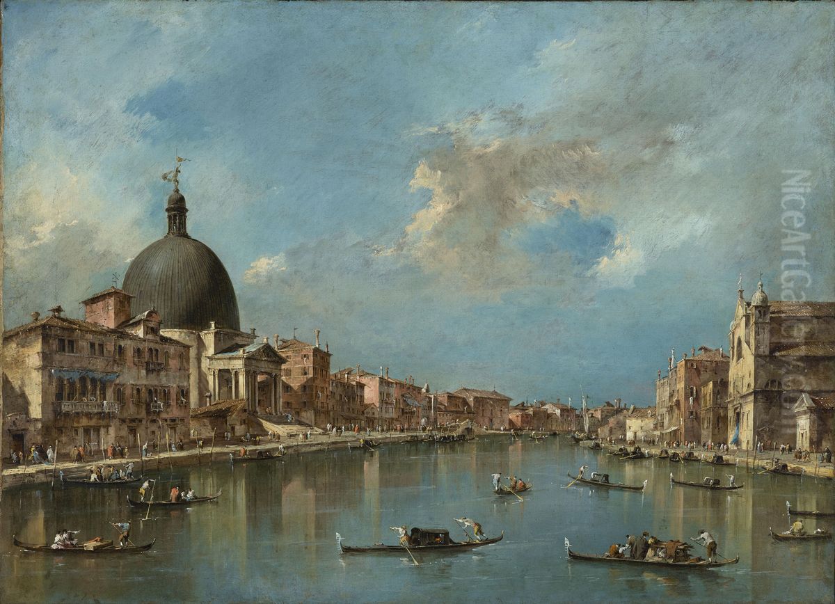 The Grand Canal with San Simeone Piccolo and Santa Lucia Oil Painting by Francesco Guardi