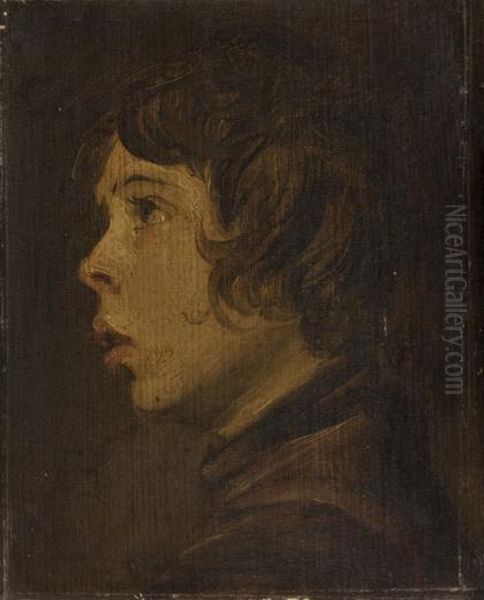 Portrait of a boy, profile to the left Oil Painting by Frans Hals