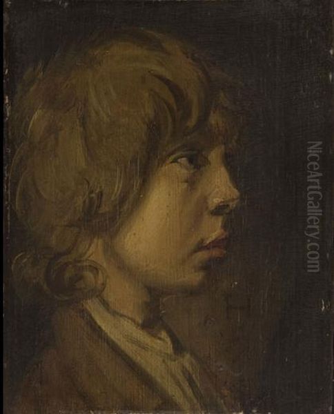 Portrait of a boy, profile to the right Oil Painting by Frans Hals