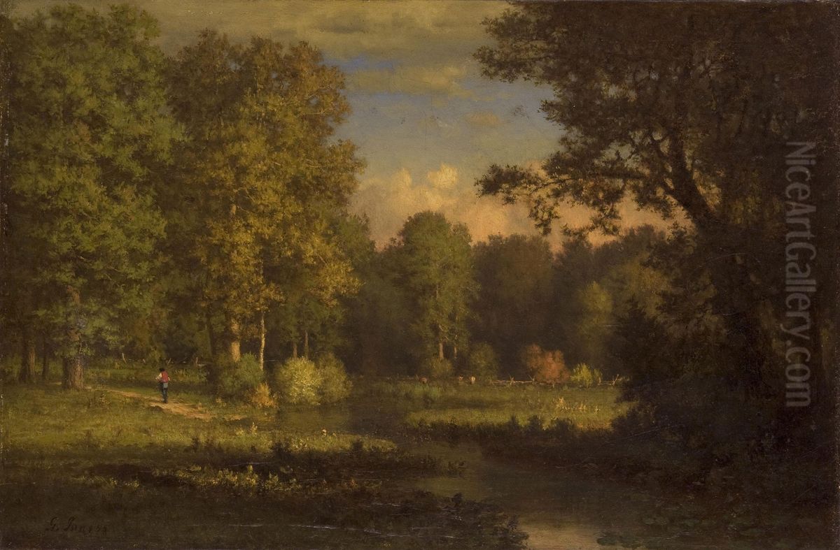 Landscape with a Stream Oil Painting by George Inness