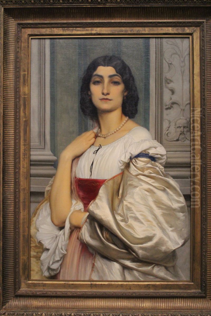 Portrait of a Roman Lady (La Nanna) Oil Painting by Lord Frederick Leighton Portrait of a Roman Lady (La Nanna) Oil Painting by Lord Frederick Leighton