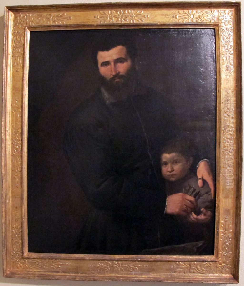 itratto del chirurgo Gian Giacomo Bonamigo col figlio Giovanni Antonio Oil Painting by Lorenzo Lotto