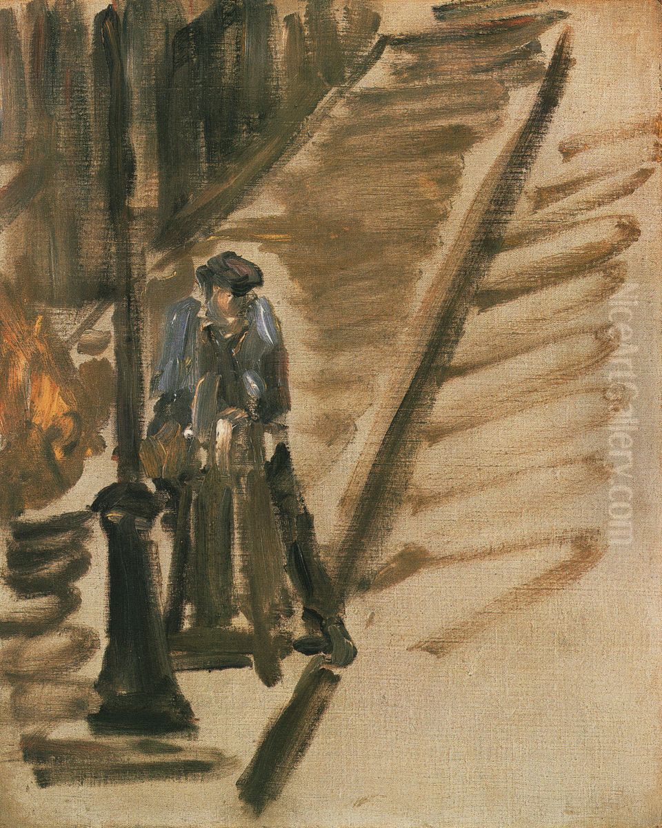 Rue Mossnier with Knife Grinder Oil Painting by Edouard Manet