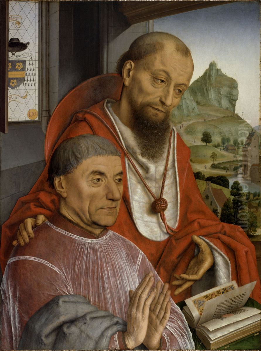 Saint Jerome and a Canon Praying Oil Painting by Simon Marmion