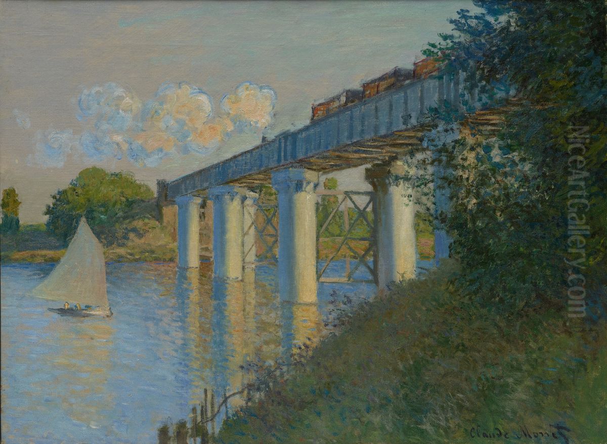 Railroad Bridge, Argenteuil Oil Painting by Claude Oscar Monet