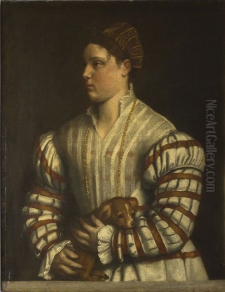 Portrait of Eleonora Averoldi Oil Painting by Alessandro Bonvicino (Moretto da Brescia)