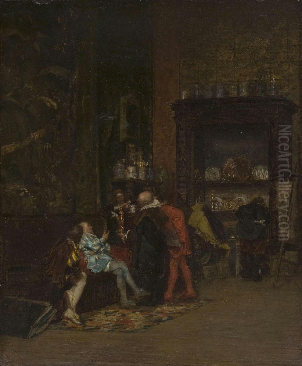 Una visita all'antiquario (Gli intenditori) Oil Painting by Giuseppe de Nittis