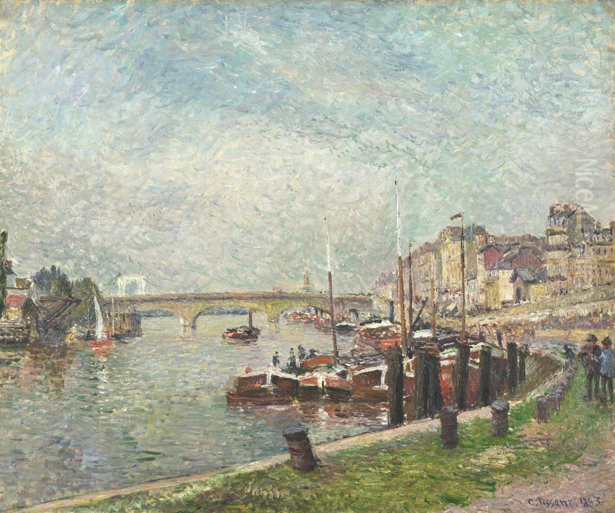 Quai Napoleon, Rouen Oil Painting by Camille Pissarro