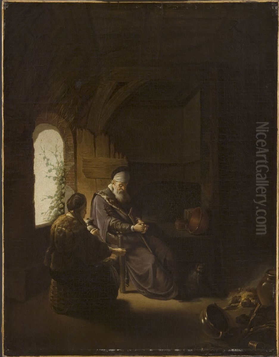 Blind Tobit and His Wife Oil Painting by Rembrandt